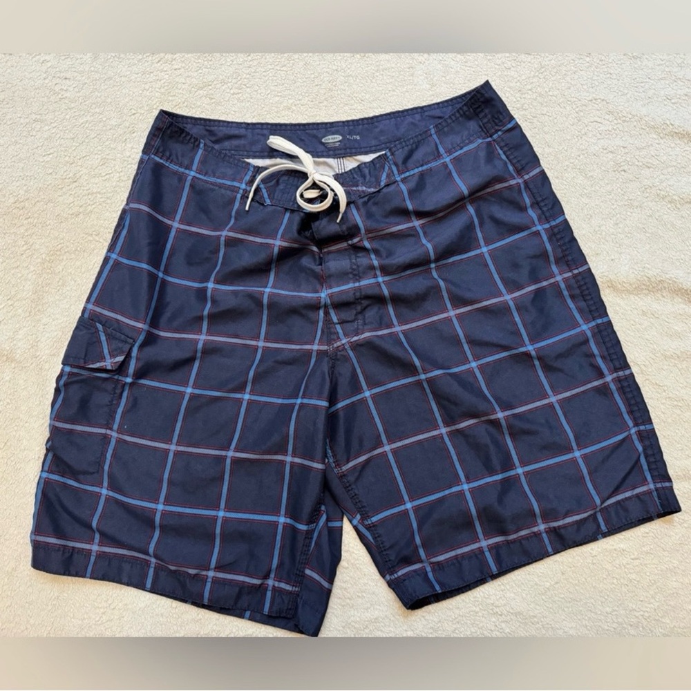 Men's Swim Trunks (Old Navy, XL, Blue Plaid)